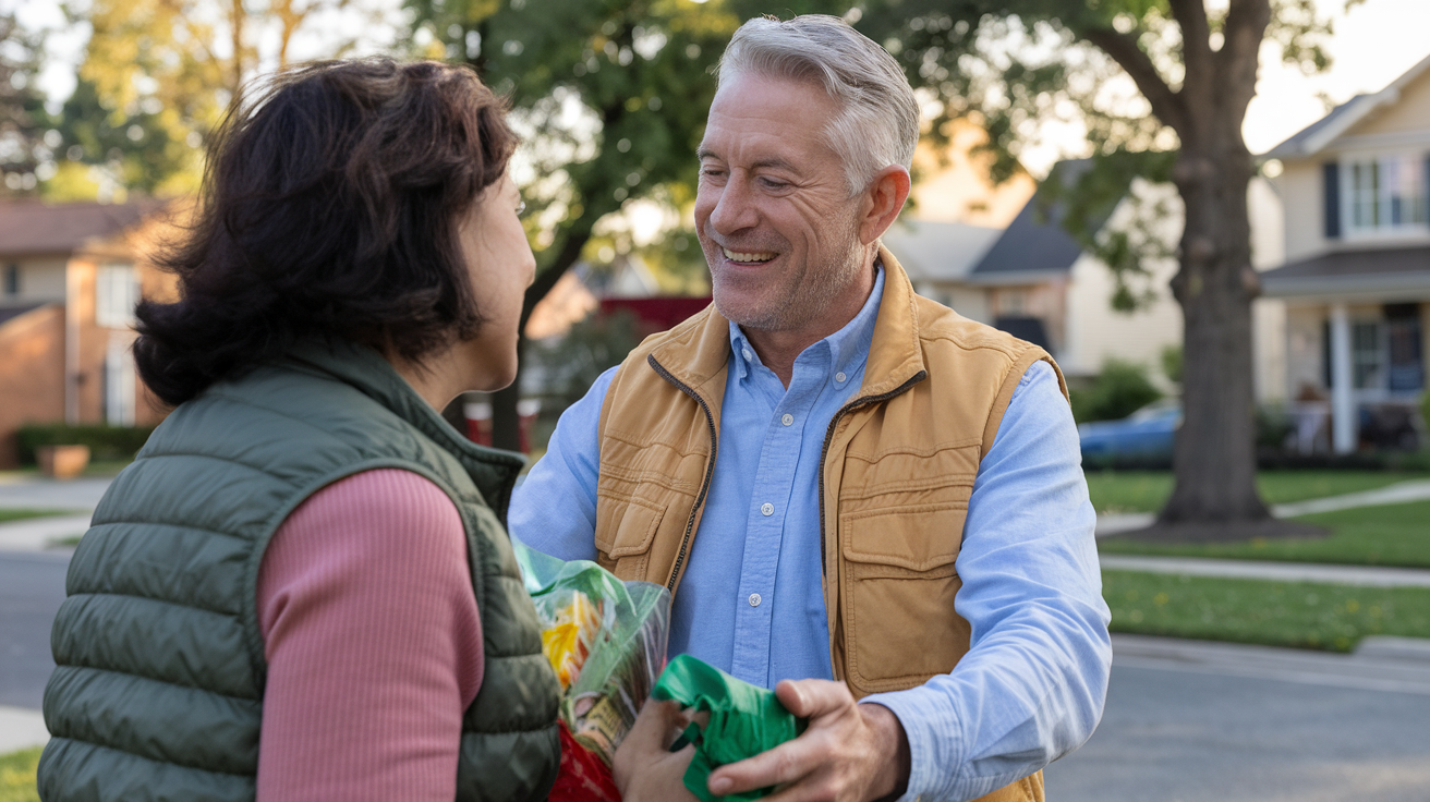 Easy Ways to Make Money Fast - Boomer man helping woman with groceries.