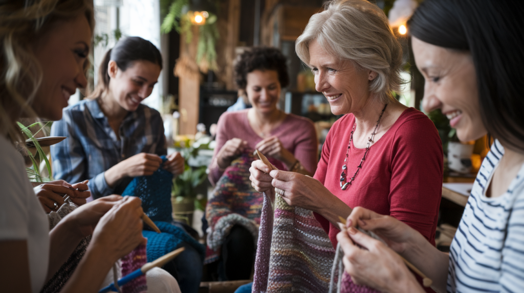Money-Making Hobbies - Boomer woman teaching a knitting workshop.
